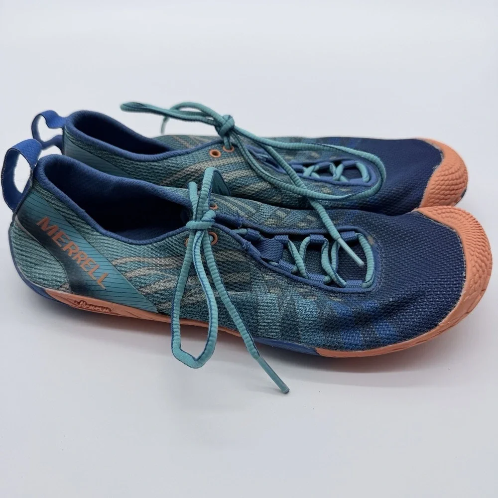 Merrell Barefoot Vapor Glove Comfort Walking Hiking Granola Shoes Us Size 8 Blue - Picture 9 of 10